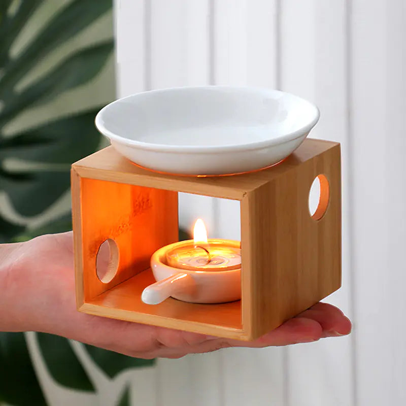 Bamboo Aroma Diffuser and Candle Holder for Home VibelyDrop