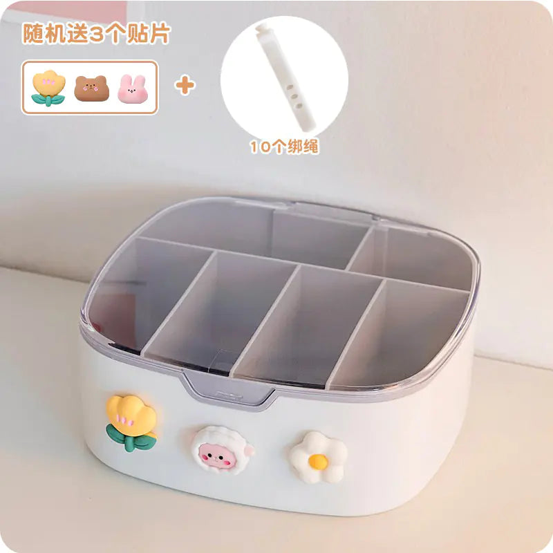 Desktop Organizer Box with Lid for Cables and Accessories VibelyDrop White +10 binding rope to send patches