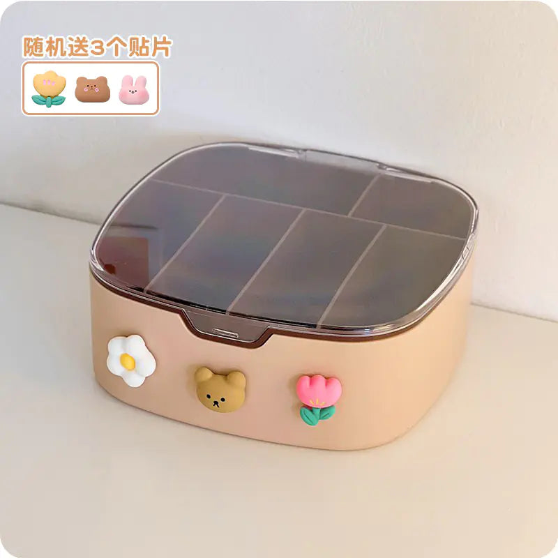 Desktop Organizer Box with Lid for Cables and Accessories VibelyDrop Pink Patch