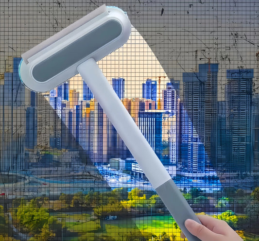 Mesh Screen Cleaner 4 in1 Wet and Dry Dual-Use Window Screen Cleaning Brush Multi Window Cleaner Tools Window Glass Net Cleaner Squeegee Groove Brush Pet Hair Cleaner VibelyDrop Blue