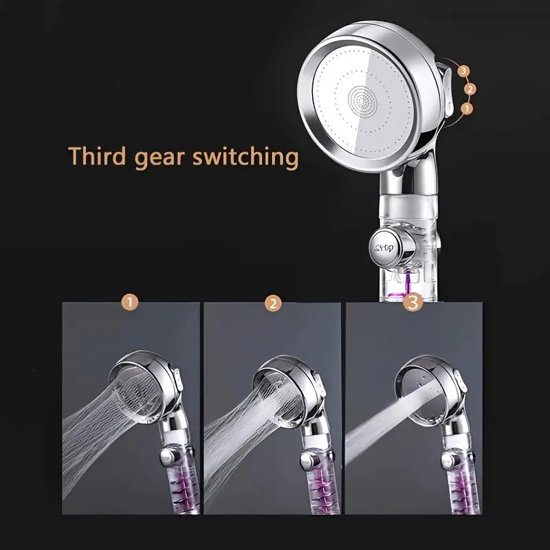 Three-Speed Turbo-Rod Pressurized Shower Head VibelyDrop