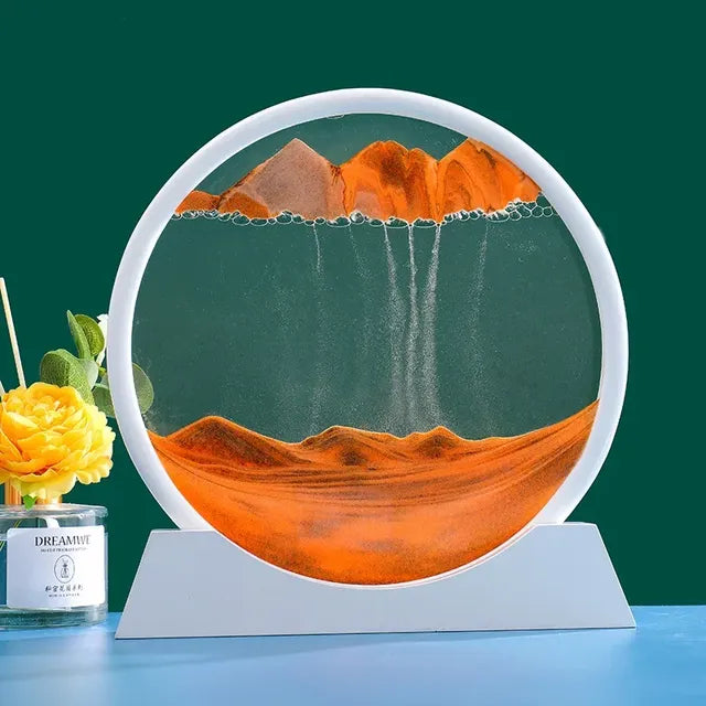 3D Moving Sand Art Hourglass for Home Decor Gift VibelyDrop White Base-Orange 7 inch