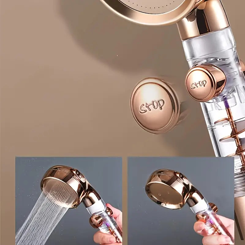 Three-Speed Turbo-Rod Pressurized Shower Head VibelyDrop