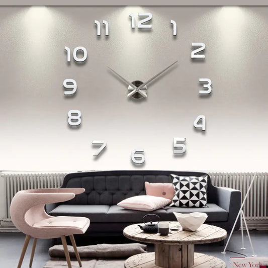 Creative 3D Acrylic DIY Wall Clock for Living Room VibelyDrop Full silver 100 120CM