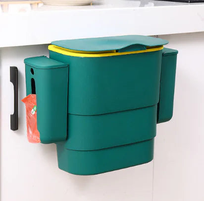 Retractable Wall-Mounted Trash Can with Lid VibelyDrop Green