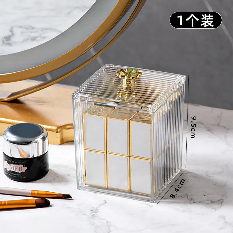 Transparent Clover Cotton Swab Box for Desktop Storage VibelyDrop Transparent (single plastic package)