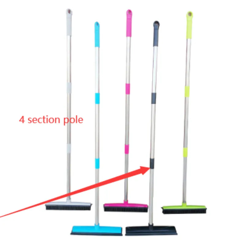 Silicone Pet Hair Broom VibelyDrop Black 4 section pole