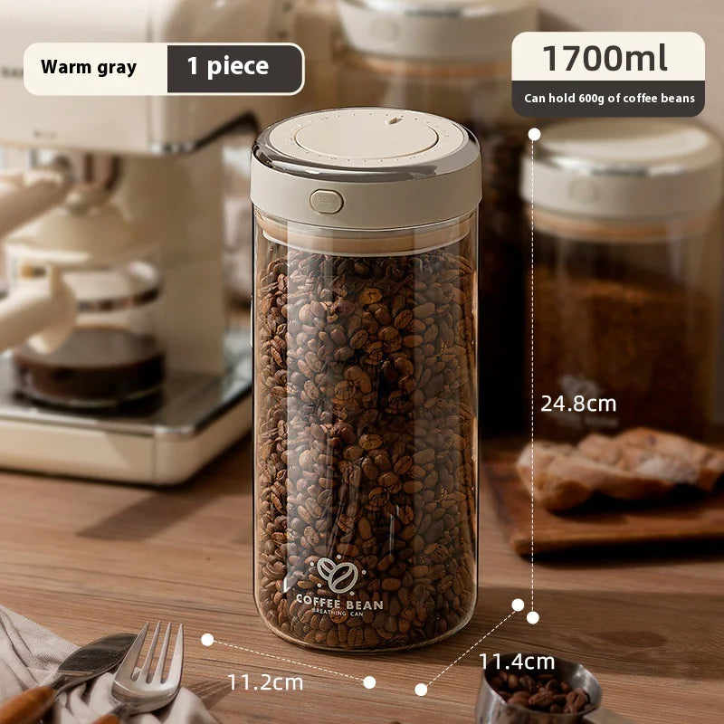 Vacuum-Sealed Coffee Bean Storage Canister – Airtight Freshness Keeper VibelyDrop 1700ml