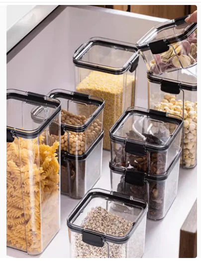 Transparent Plastic Square Kitchen Storage Jar VibelyDrop