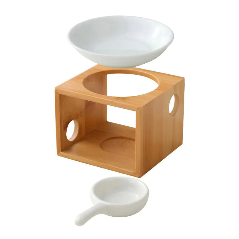 Bamboo Aroma Diffuser and Candle Holder for Home VibelyDrop White