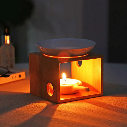 Bamboo Aroma Diffuser and Candle Holder for Home VibelyDrop