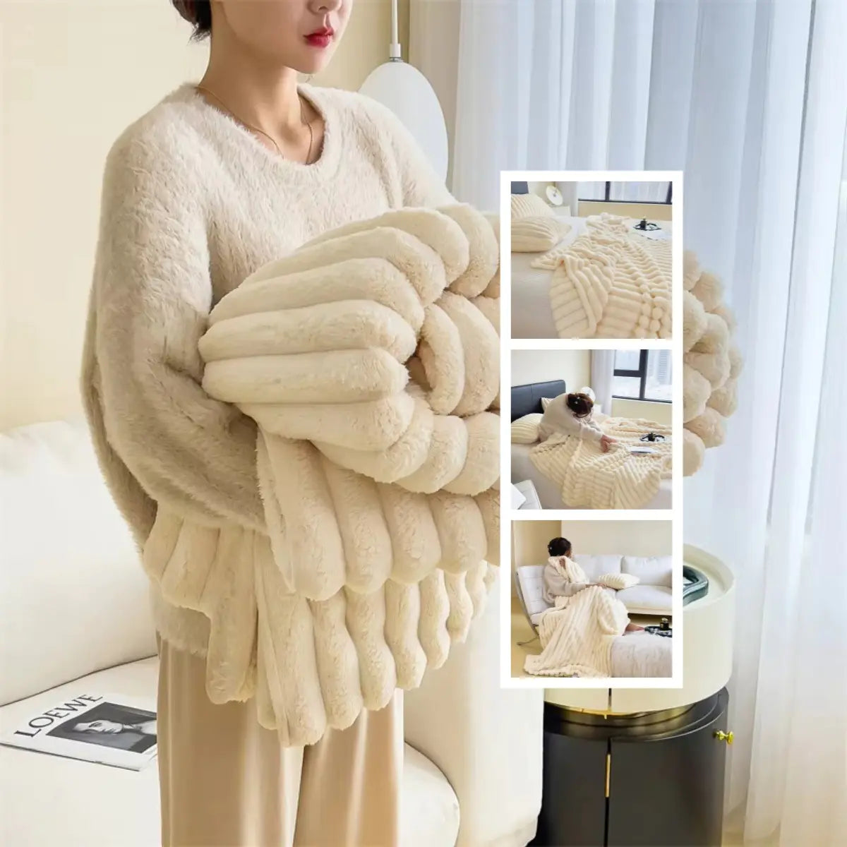 Soft Velvet Rabbit Fur Blanket – Thick & Warm Throw VibelyDrop