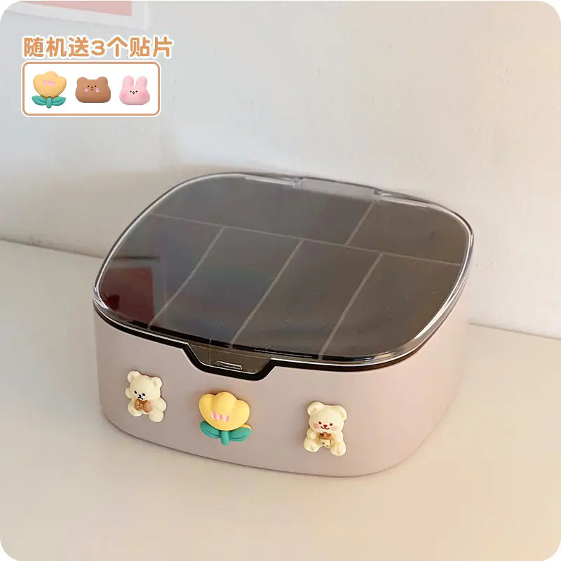 Desktop Organizer Box with Lid for Cables and Accessories VibelyDrop Gray patch