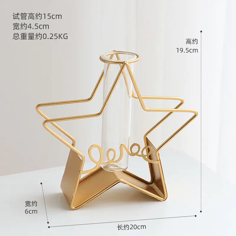 Creative Desktop Flower Arrangement Vase for Home Decor VibelyDrop Desktop pentagonal hydroponic-Gold