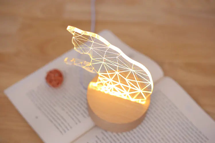 Wooden LED Night Light with Lucky Cat Design VibelyDrop