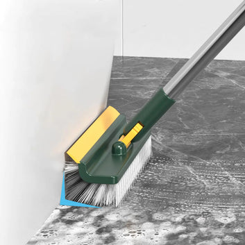 BRZUIL Floor Scrub Brush with Long Handle 3 in 1 Scrape and Heavy-Duty Stiff Bristle Scrubber Brush with Hair Clip Deck Brush for Cleaning Shower Bathroom Patio Garage Kitchen Bath (Green) VibelyDrop