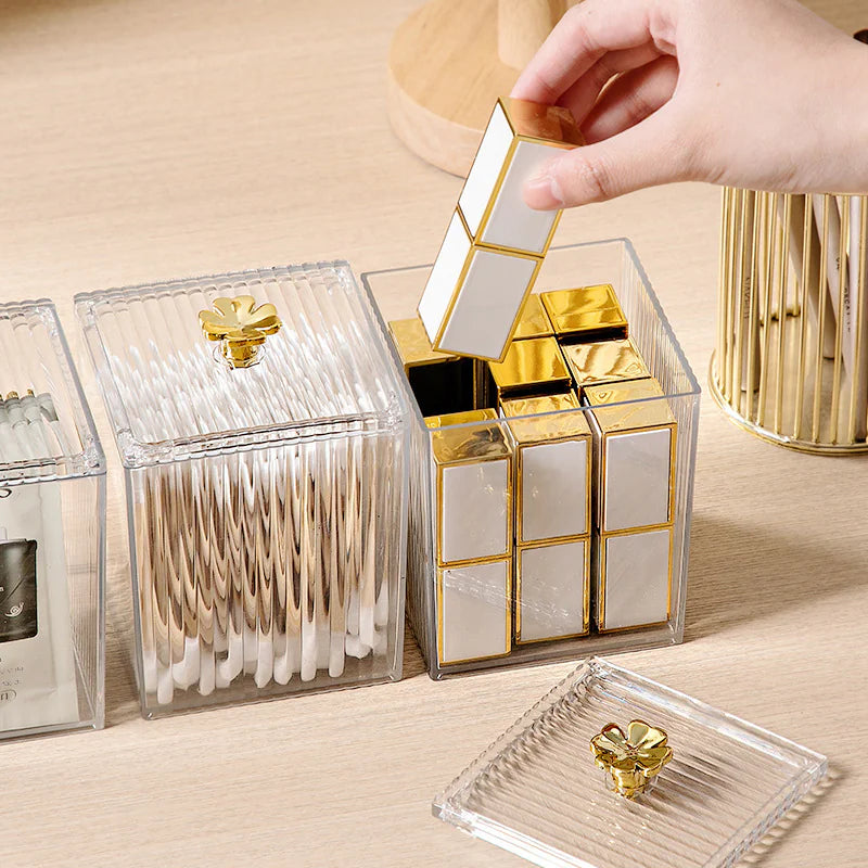 Transparent Clover Cotton Swab Box for Desktop Storage VibelyDrop