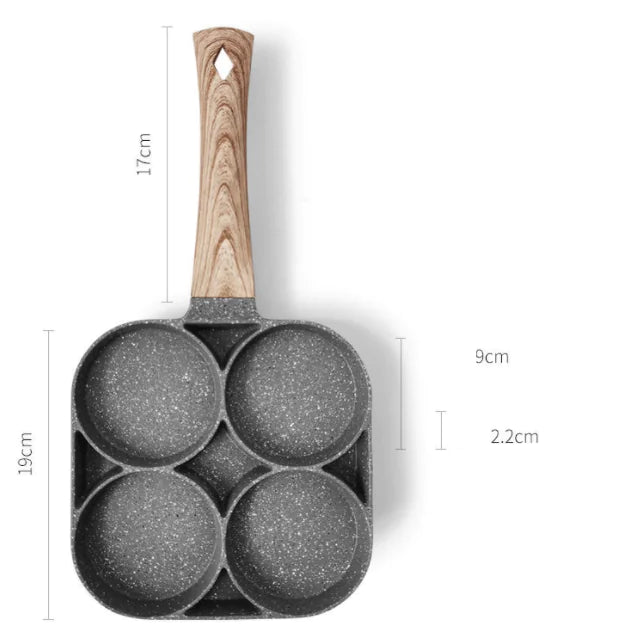Non-Stick Four Hole Omelette Pan VibelyDrop Four hole pot / Without brush