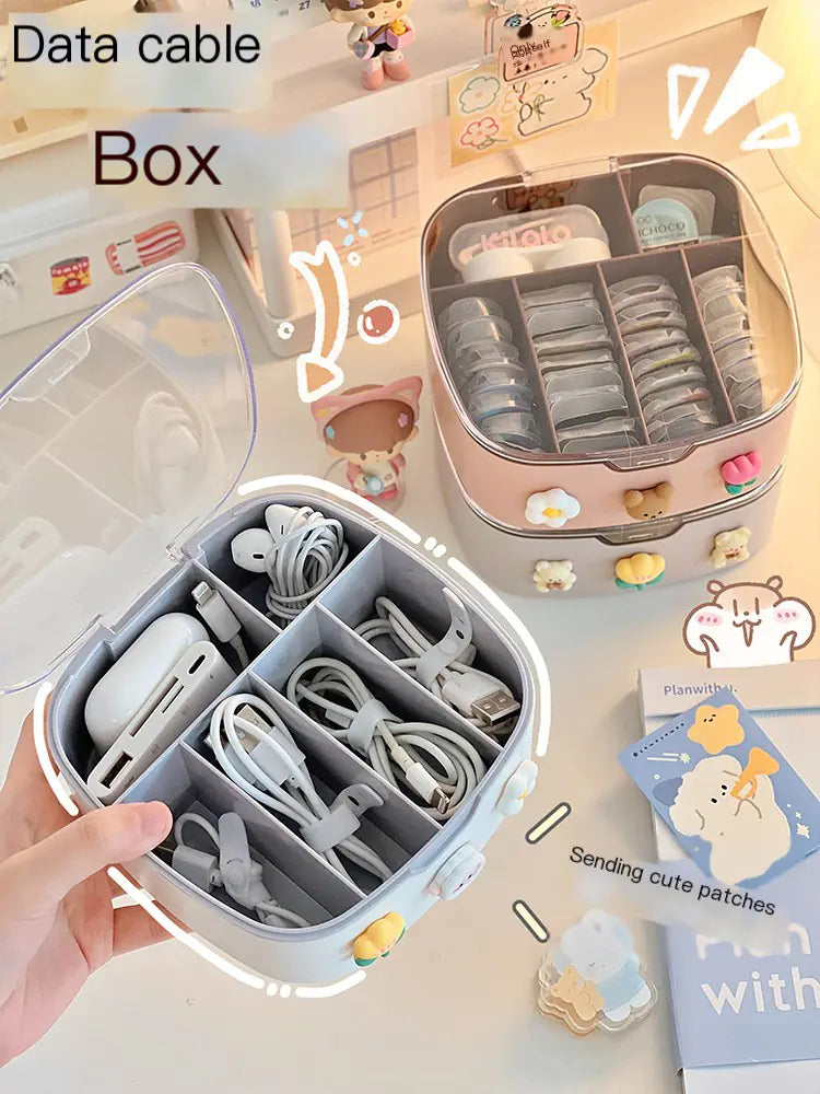 Desktop Organizer Box with Lid for Cables and Accessories VibelyDrop