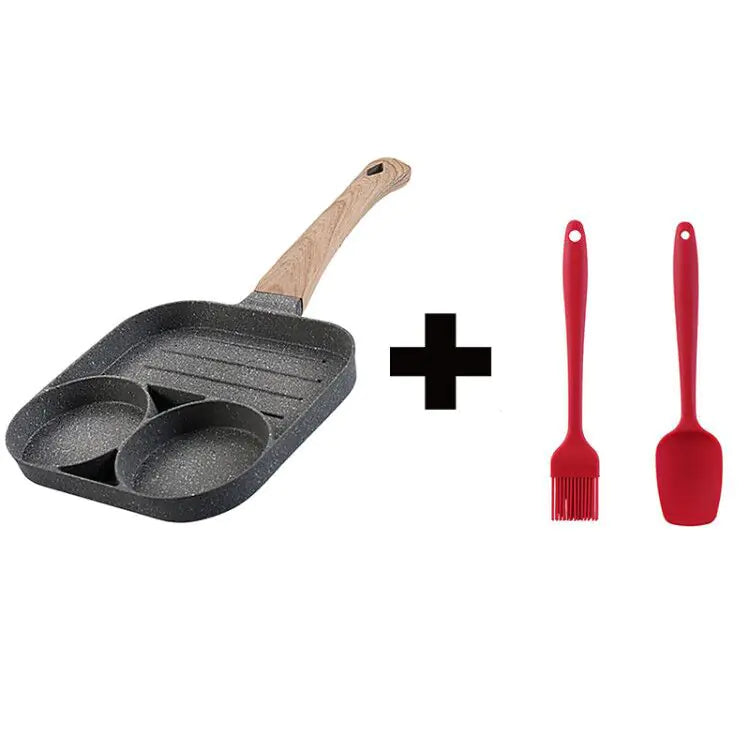Non-Stick Four Hole Omelette Pan VibelyDrop Two hole pot / With brush