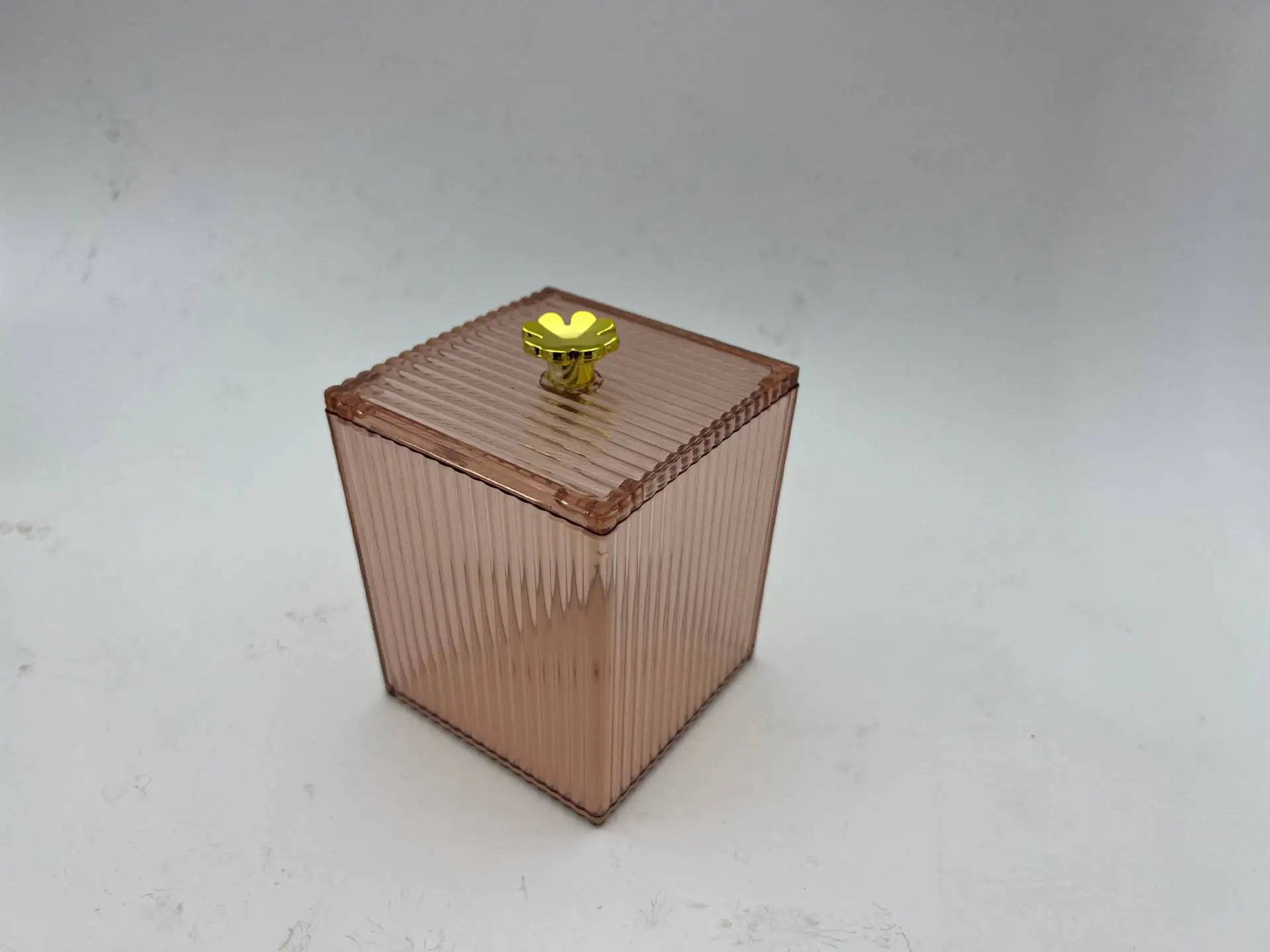 Transparent Clover Cotton Swab Box for Desktop Storage VibelyDrop Orange red four-sided vertical stripes (single plastic seal)