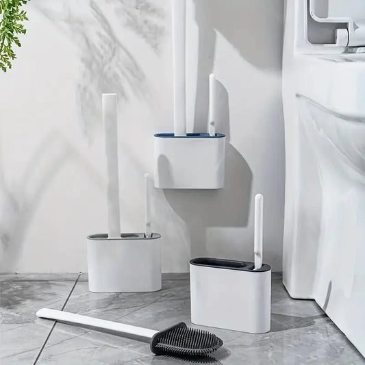 Wall-mounted Toilet Brush and Holder with Silicone Head VibelyDrop