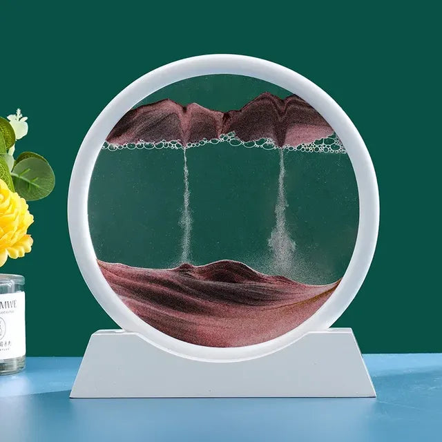 3D moving sand art hourglass by VibelyDrop, featuring colorful sand patterns for unique home decor and gifts.