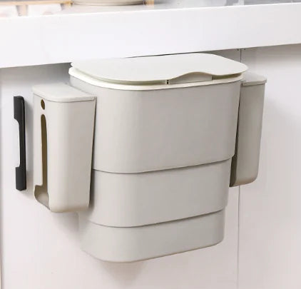 Retractable Wall-Mounted Trash Can with Lid VibelyDrop Grey