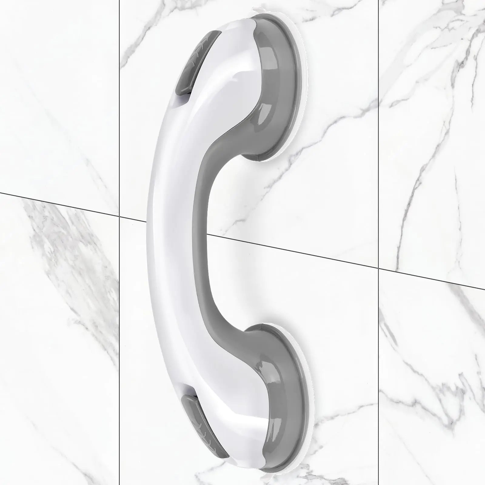 Shower Handle 1 Pack Grab Bars for Bathtubs & Showers 12 inch Grab Bars for Bathroom with Strong Hold Suction Cup Balance Bar Safety Hand Rail for Injury Senior Elderly Grey VibelyDrop 1 / Gray