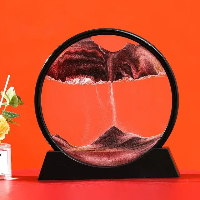 3D moving sand art hourglass by VibelyDrop with colorful sand patterns, perfect for home decor and unique gift.