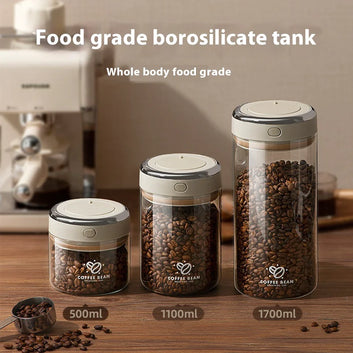 Vacuum-Sealed Coffee Bean Storage Canister – Airtight Freshness Keeper VibelyDrop