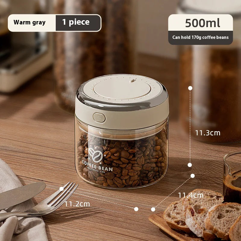 Vacuum-Sealed Coffee Bean Storage Canister – Airtight Freshness Keeper VibelyDrop 500ml