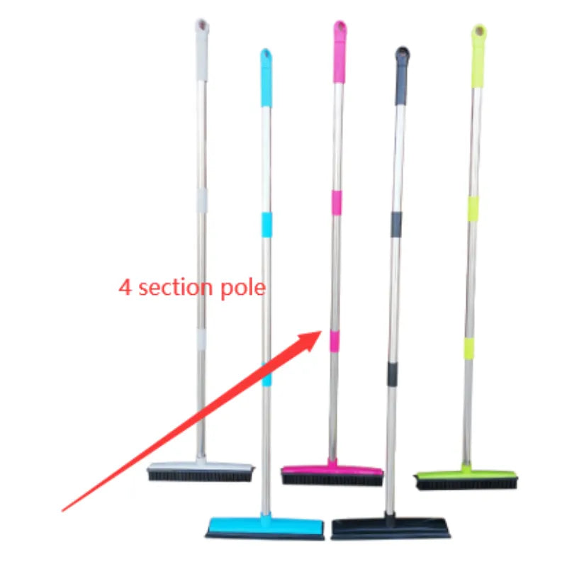 Silicone Pet Hair Broom VibelyDrop Red 4 section pole