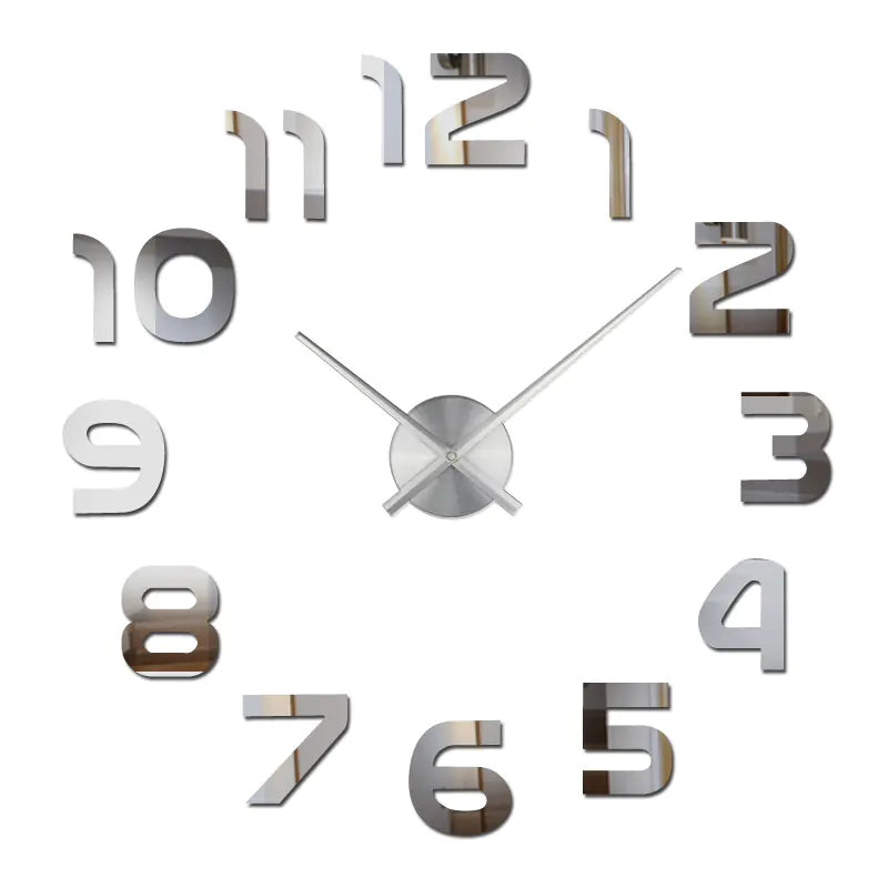 Creative 3D Acrylic DIY Wall Clock for Living Room VibelyDrop Full silver 70 90CM