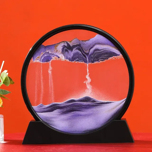 3D Moving Sand Art Hourglass for Home Decor Gift VibelyDrop Black Base-Purple 12 inch