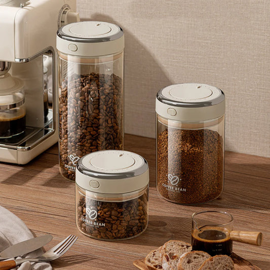 Vacuum-Sealed Coffee Bean Storage Canister – Airtight Freshness Keeper VibelyDrop
