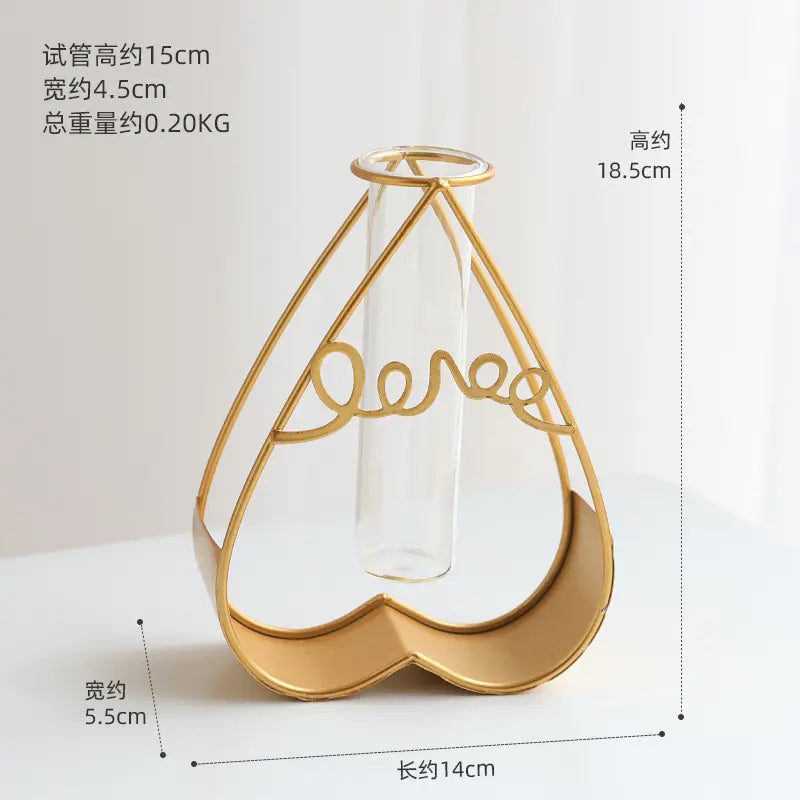 Creative Desktop Flower Arrangement Vase for Home Decor VibelyDrop Desktop Heart Hydroponic-Gold