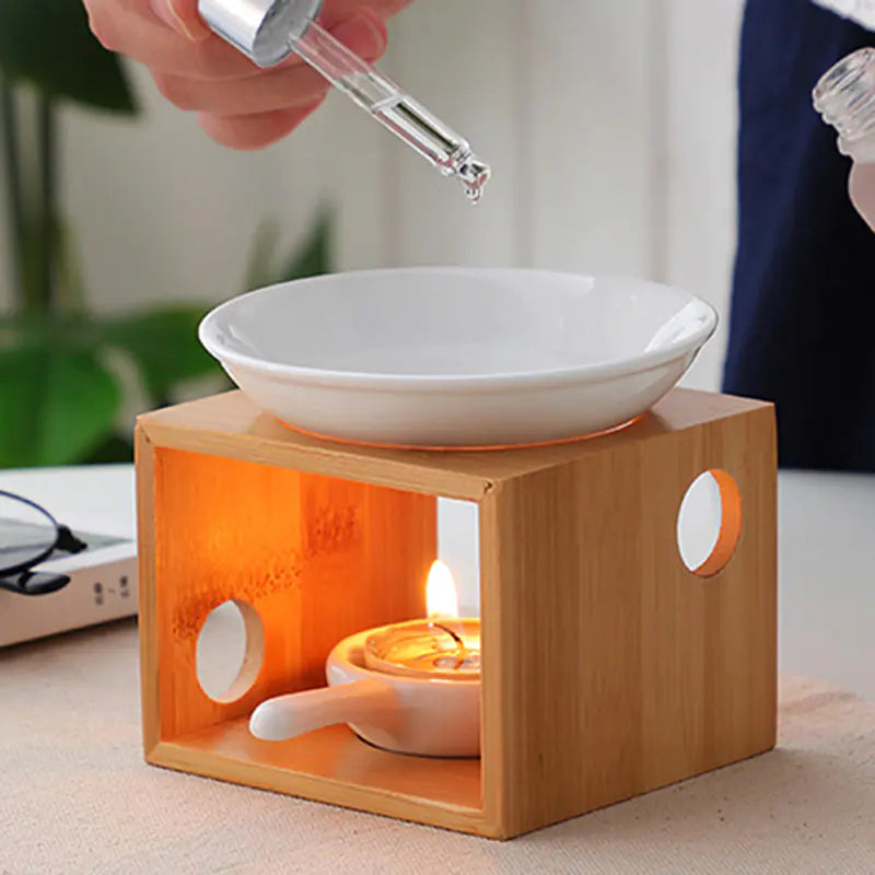 Bamboo Aroma Diffuser and Candle Holder for Home VibelyDrop