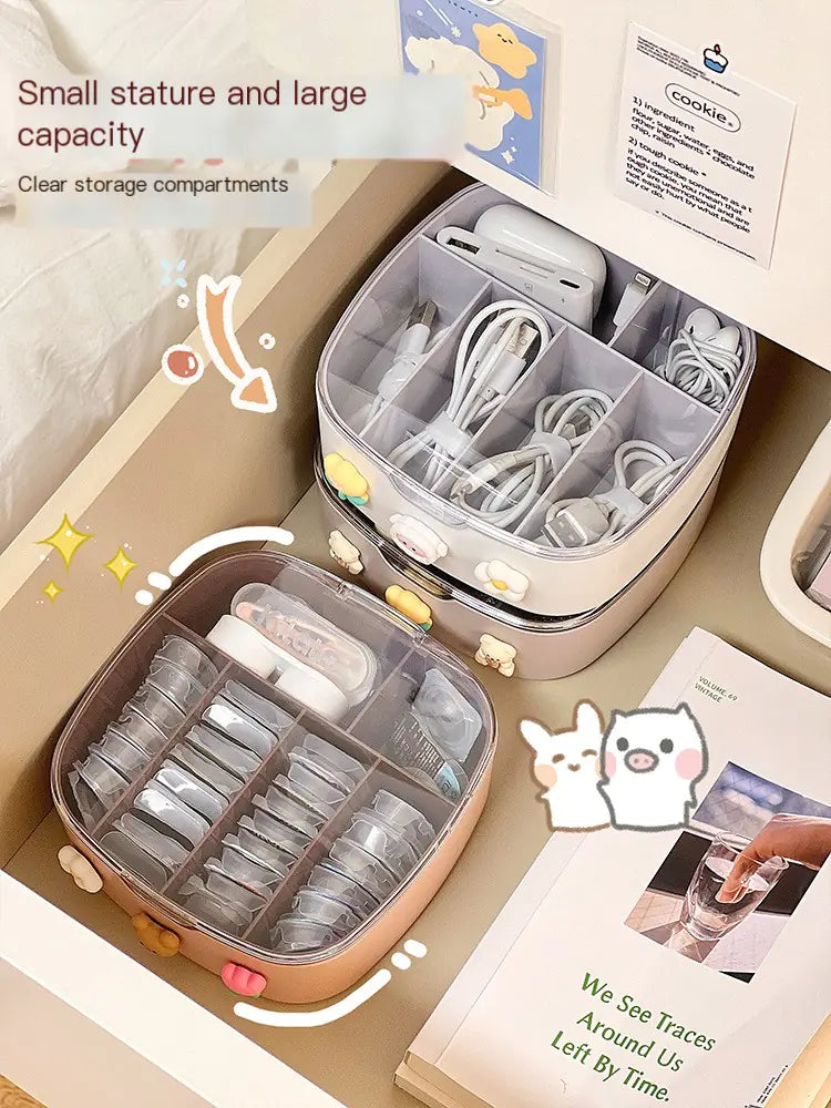 Desktop Organizer Box with Lid for Cables and Accessories VibelyDrop