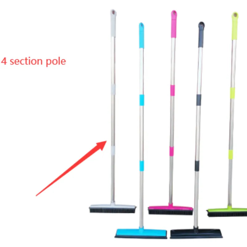 Silicone Pet Hair Broom VibelyDrop Grey 4 section pole